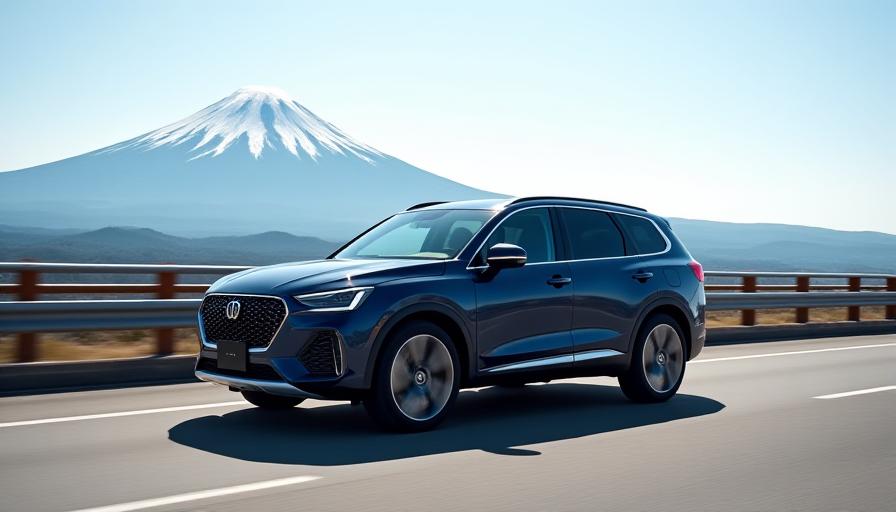 富士山へ向かうプレミアムSUV